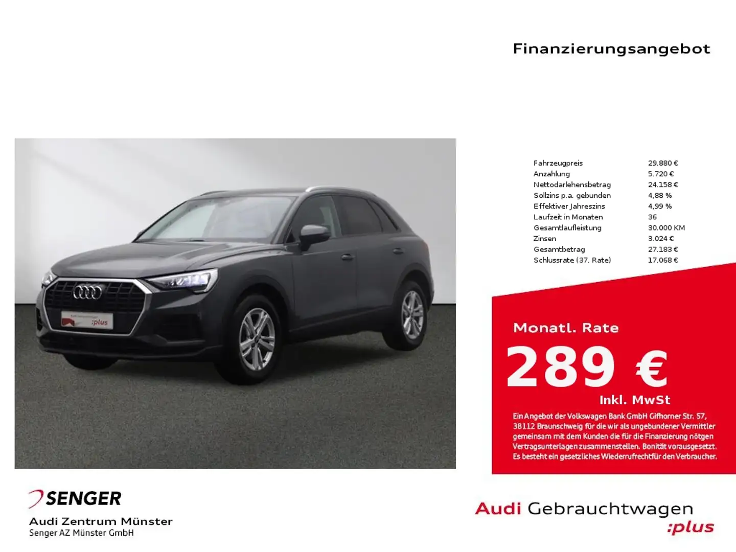 Audi Q3 35 TDI S tronic MMI Standheizung Leder LED Grau - 1