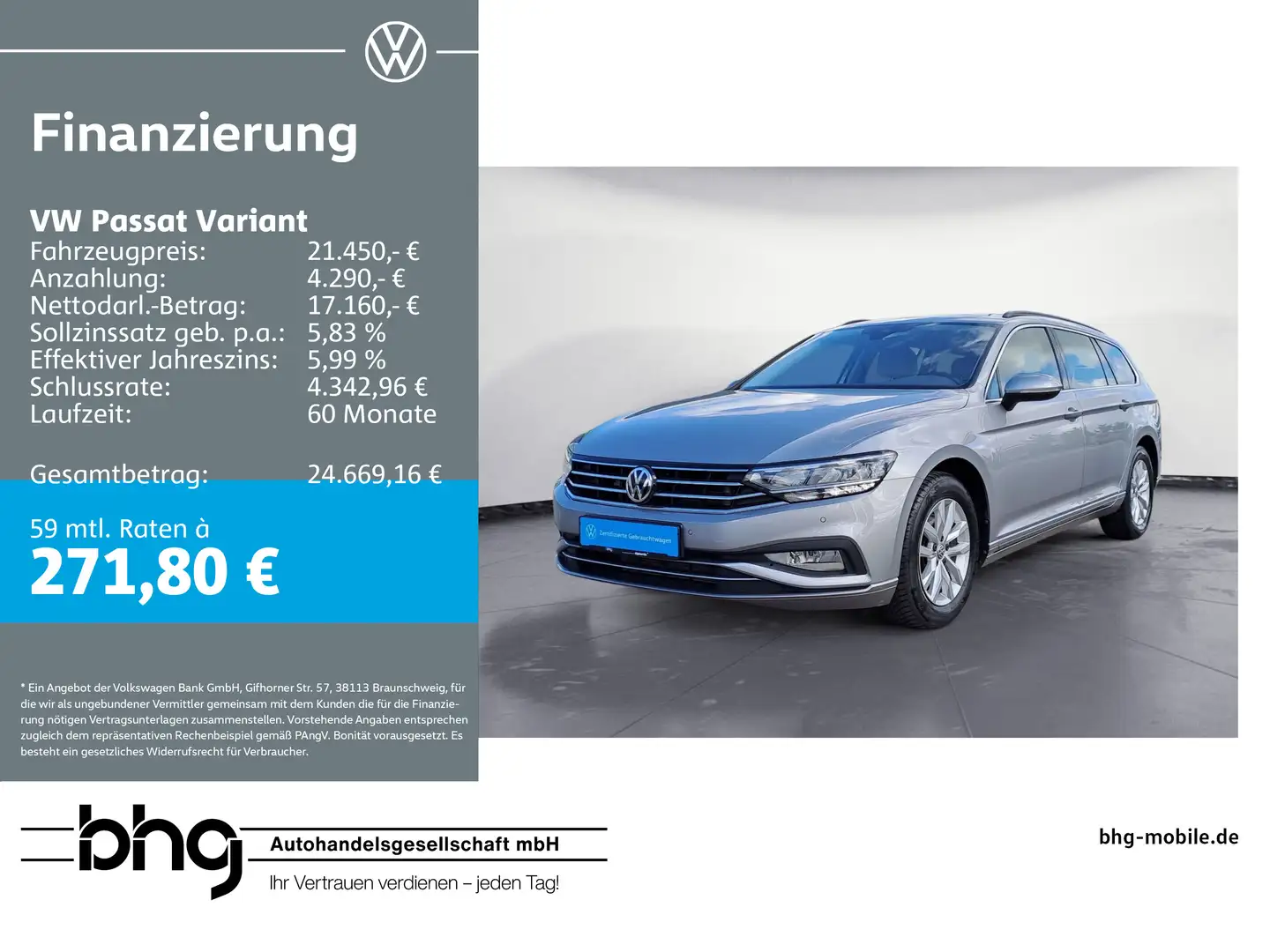 Volkswagen Passat Variant 1.5 TSI Business Premium Navi ACC Silber - 1