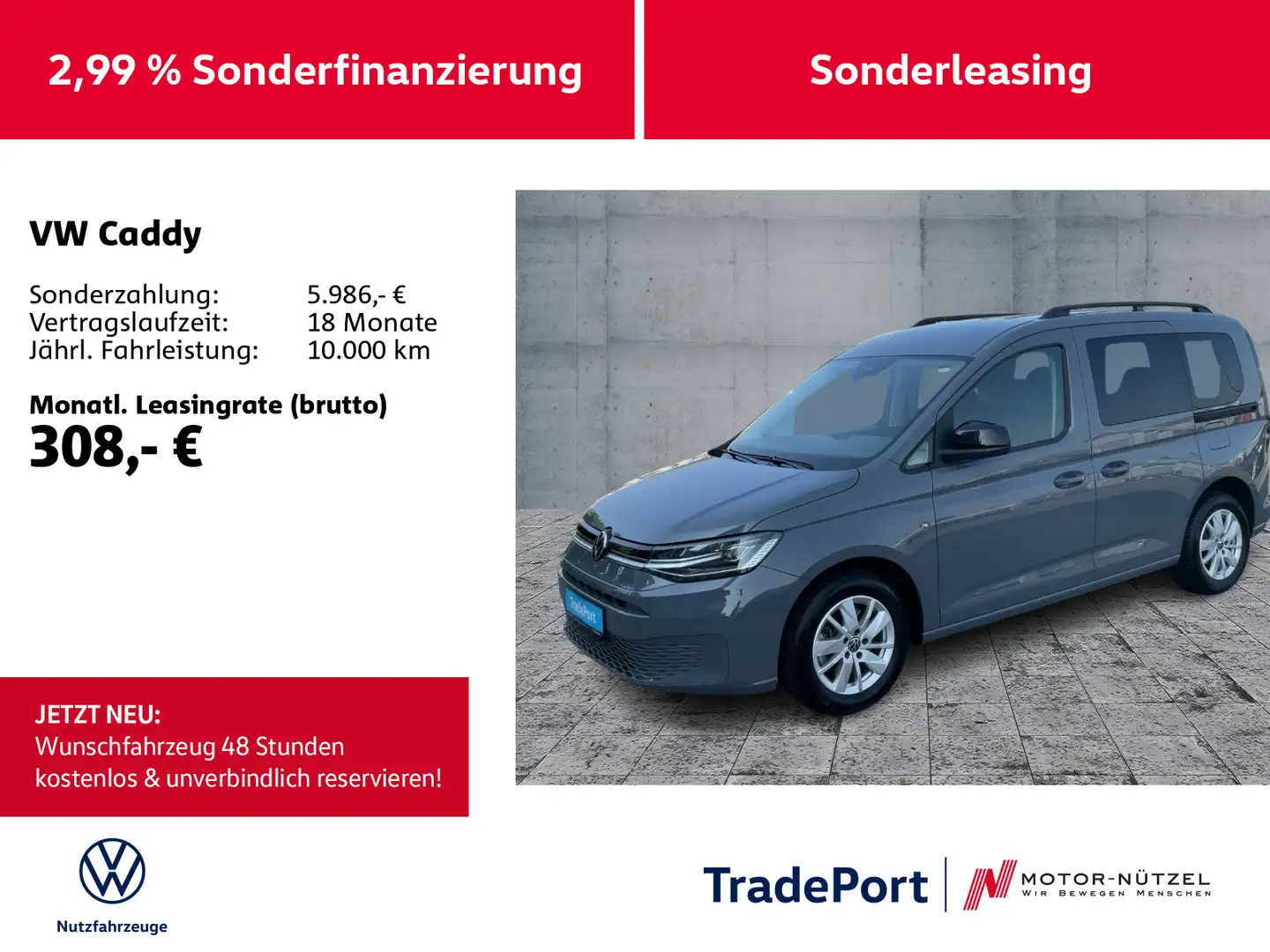 Volkswagen Caddy 1.5TSI LIFE LED+SHZ+RFK+GRA+ERGO+MFL+LM16" Grey - 1