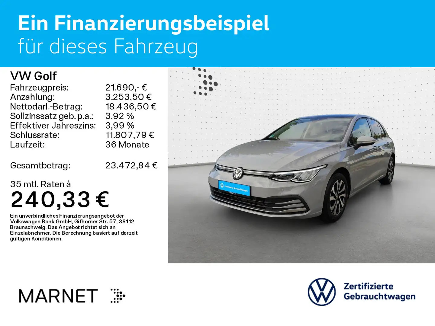 Volkswagen Golf VIII 1.5 TSI Active Navi*AHK*PANO*Kamera*Ke Grau - 2