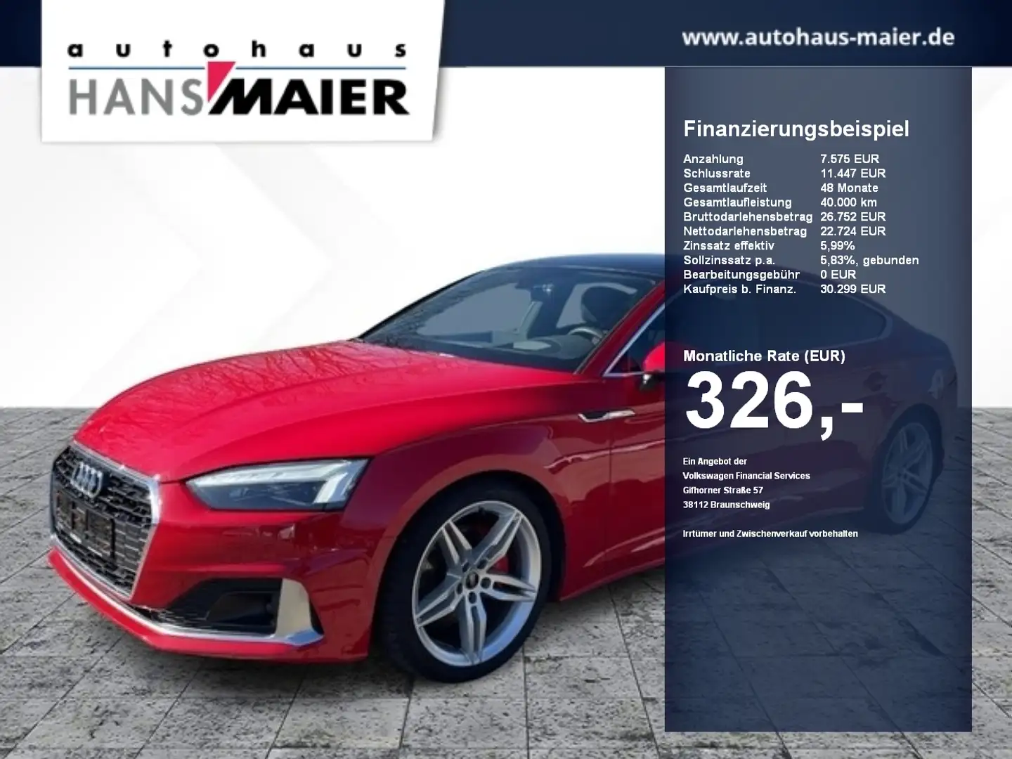 Audi A5 Sportback TDI advanced S tronic Pano Matrix Rouge - 1
