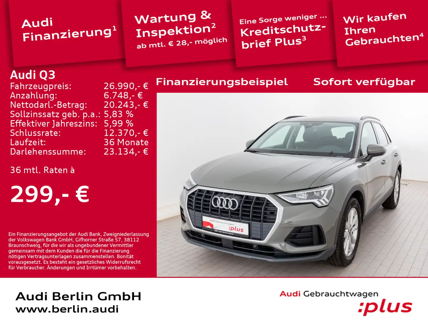 Audi Q3 35 TDI 6-Gang AHK VIRTUAL LED NAVI DAB SITZHZ Grau - 1