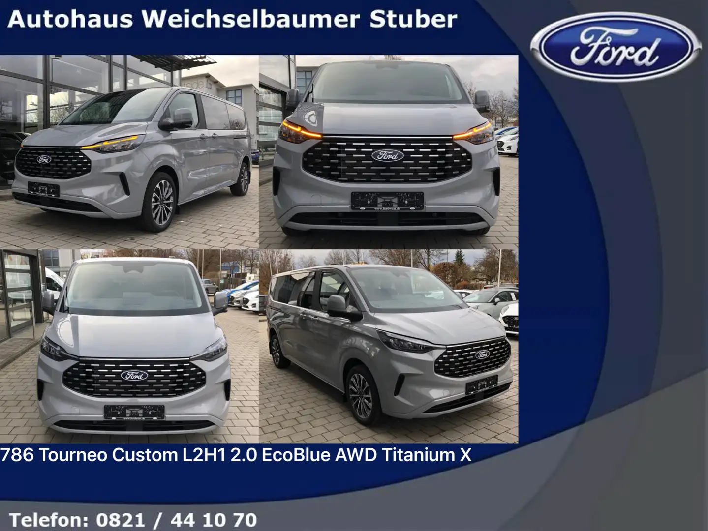 Ford Tourneo Custom 786 Tourneo Custom L2H1 2.0 EcoBlue AWD Titanium X Gris - 1