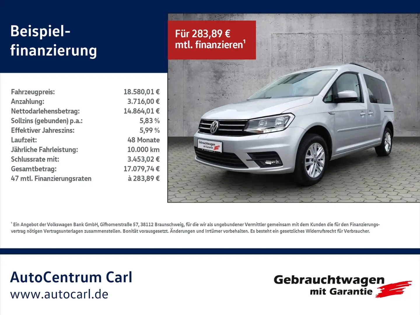 Volkswagen Caddy Comfortline 2.0 TDI NAV/PDC/STH/SHZ KLIMA NAVI AL Silber - 1
