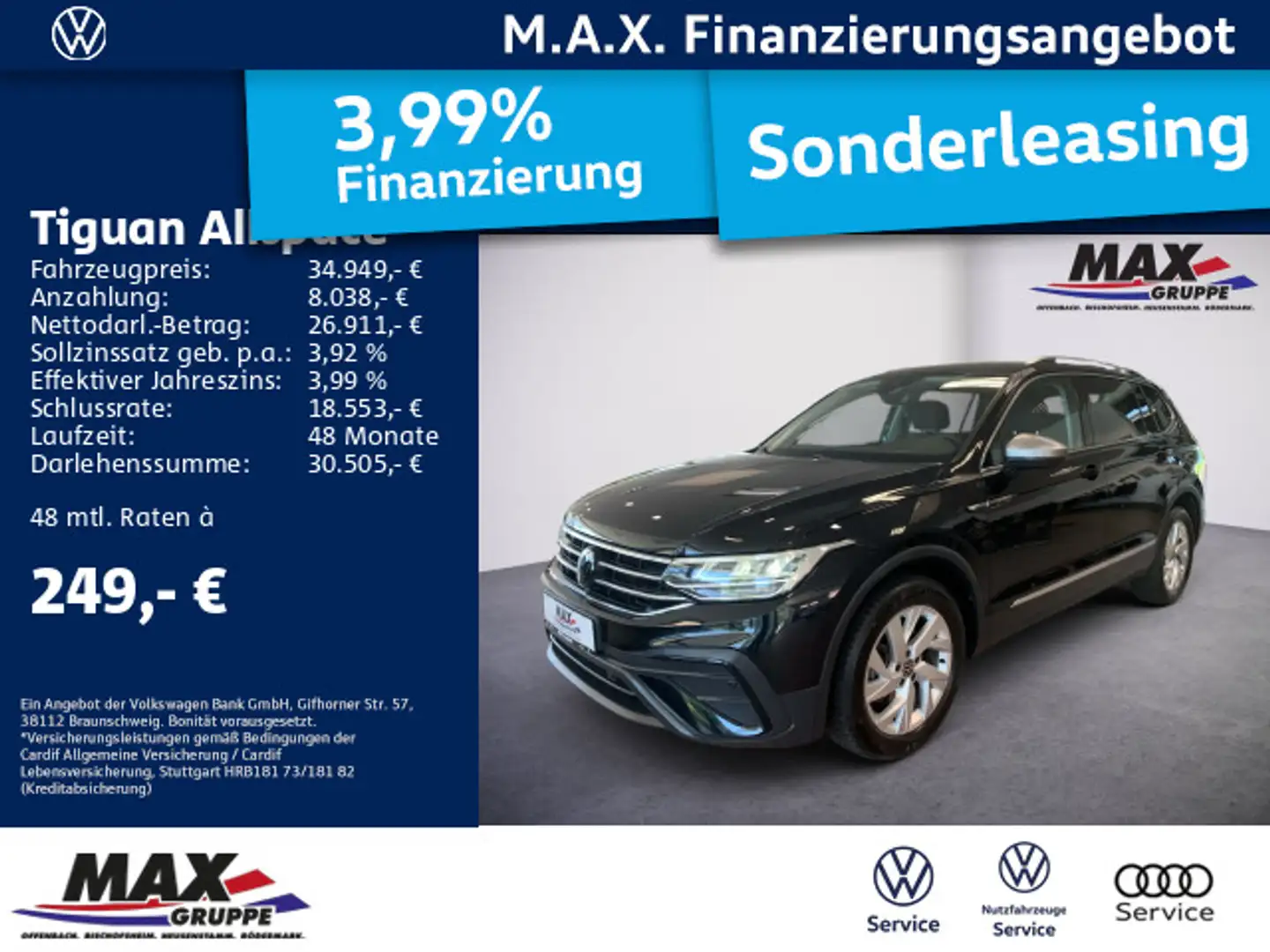 Volkswagen Tiguan Allspace 2.0 TDI LIFE 7-SITZE LED+KAM+AHK Zwart - 1