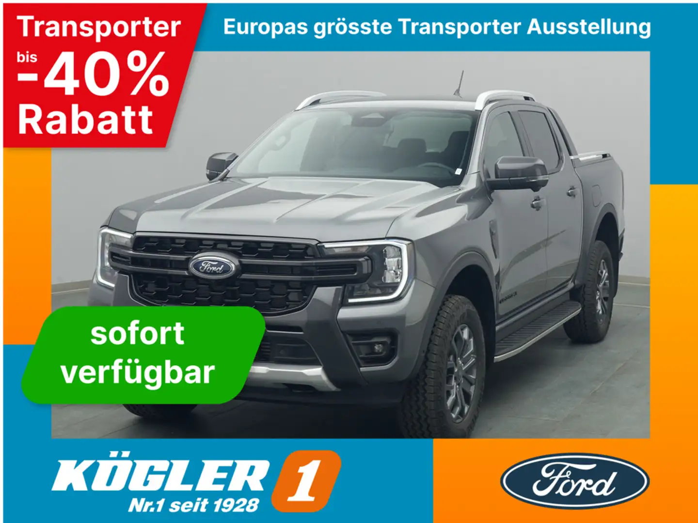 Ford Ranger Doka Wildtrak 205PS Aut./e-Rollo -23%* Grau - 1
