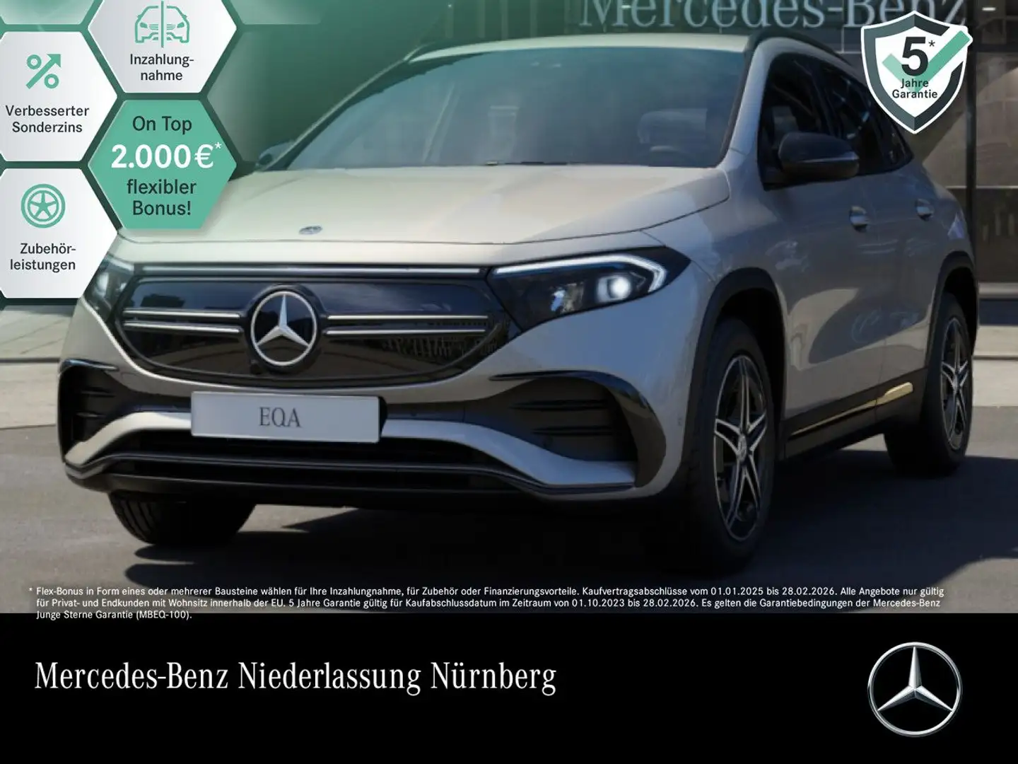 Mercedes-Benz EQA 300 4M AMG+NIGHT+ADVANCED+KAMERA+SPUR Silber - 1