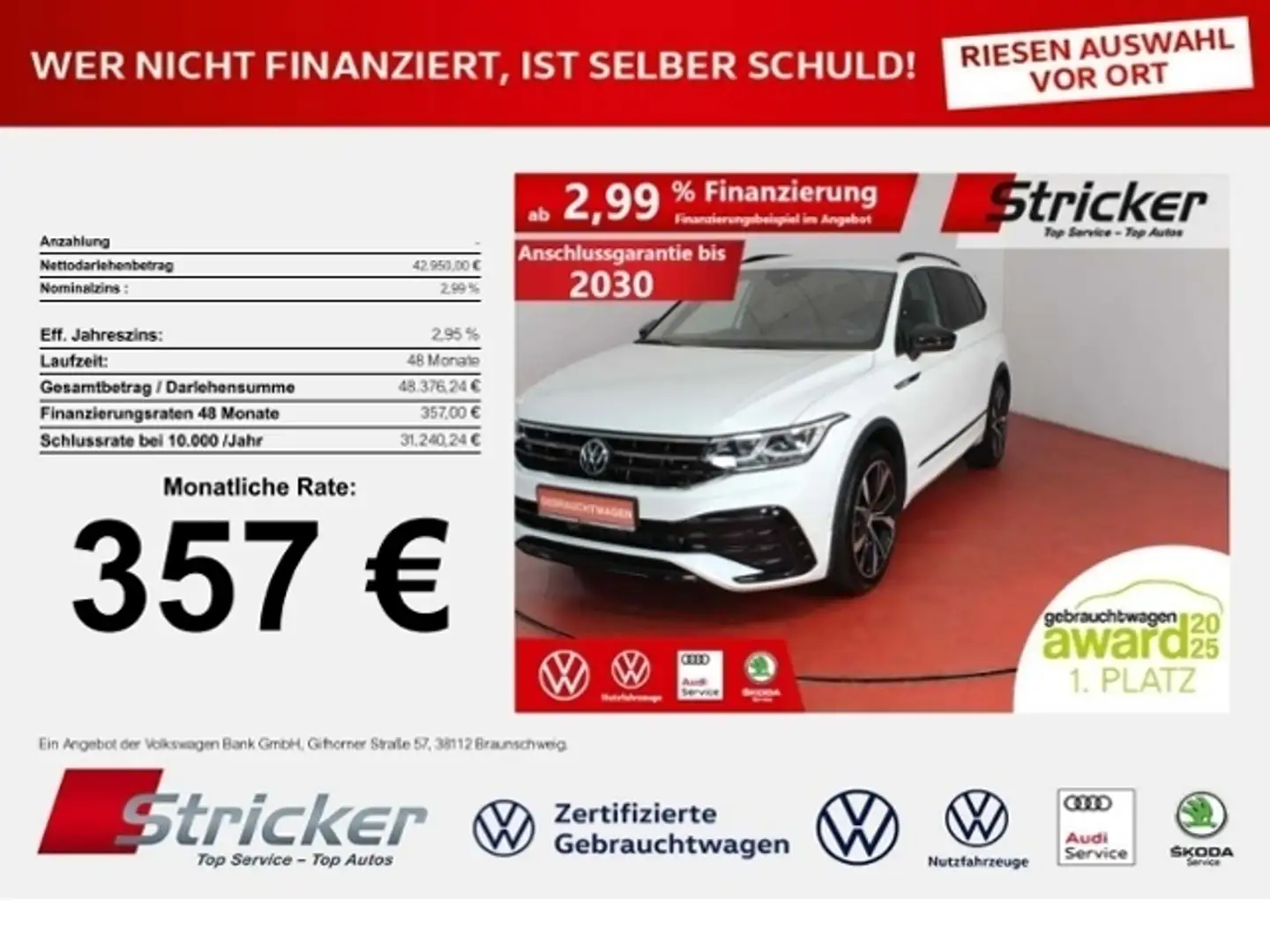 Volkswagen Tiguan Allspace R-Line Black Style 2.0TSI DSG 4M 357,-ohne Anzahl Weiß - 1