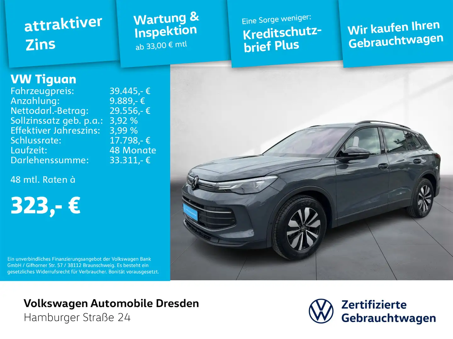Volkswagen Tiguan GOAL 1.5 eTSI DSG AHZV AREA VIEW TRAVEL Grau - 1