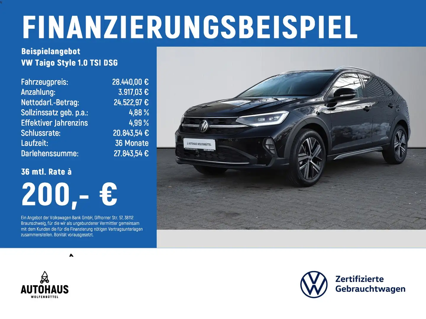 Volkswagen Taigo Style 1.0 TSI DSG Schwarz - 2