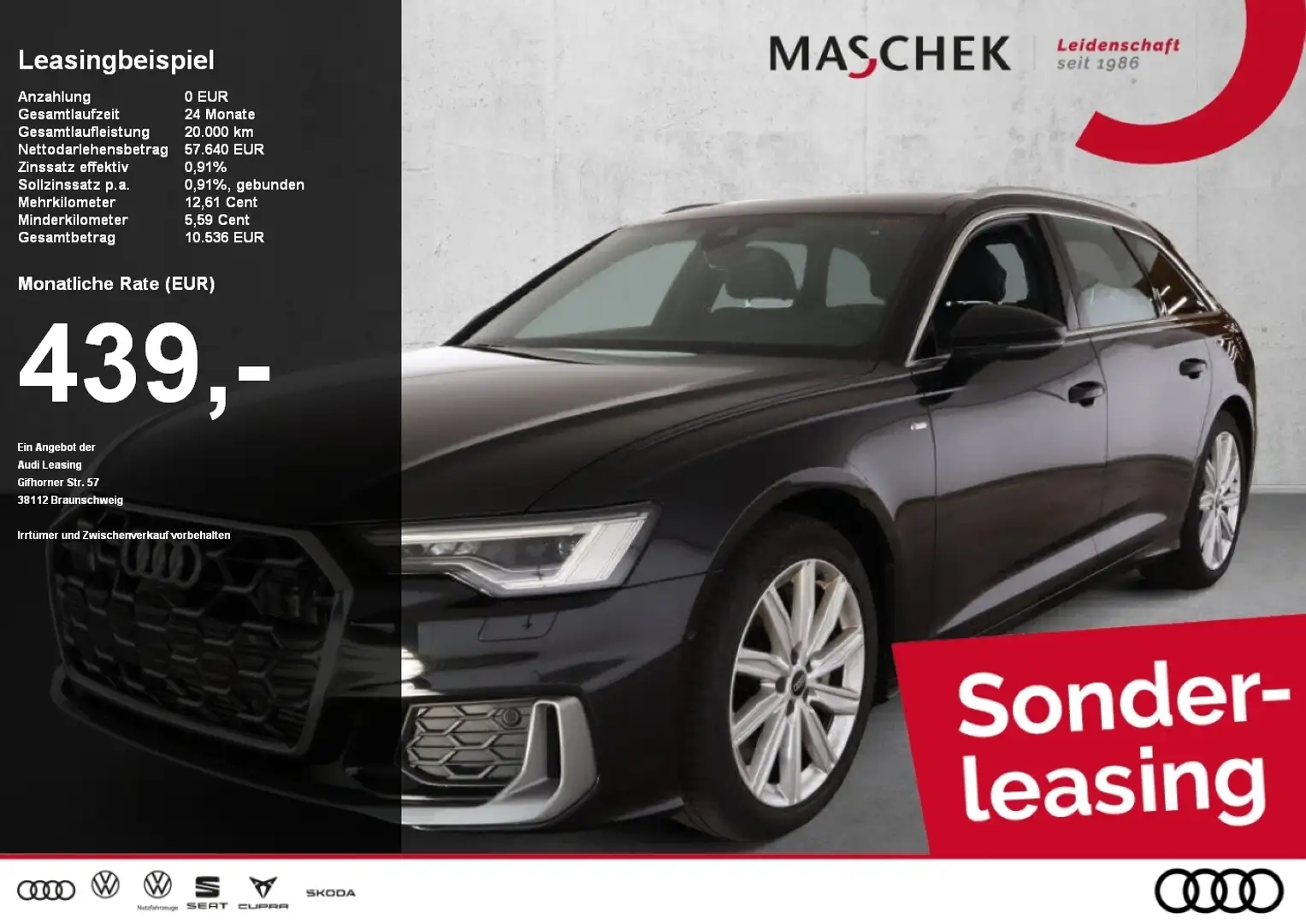 Audi A6 Avant S line 55 TFSI quatt Pano Matrix Memory R-Ca Schwarz - 1