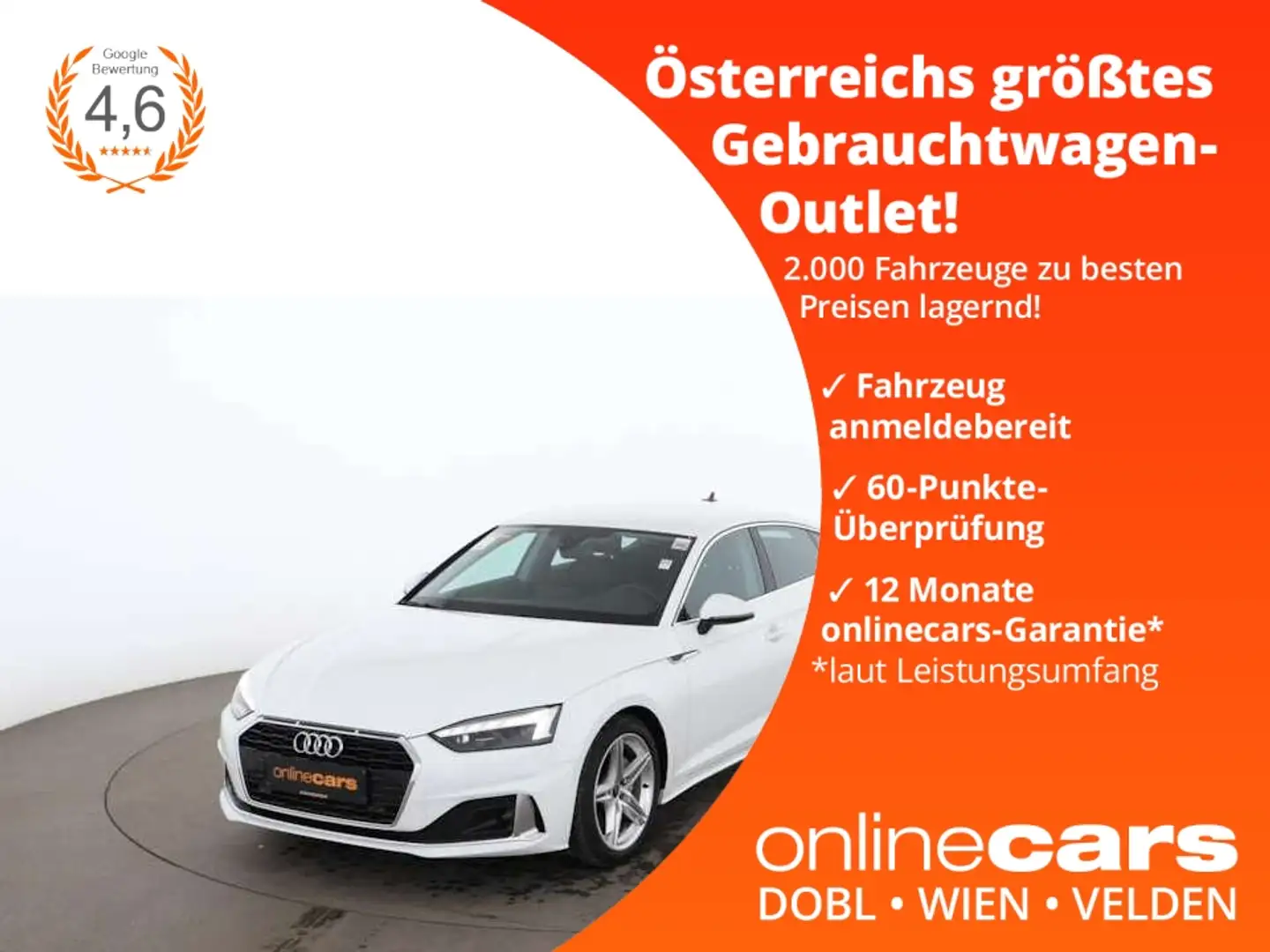 Audi A5 Sportback 40 TFSI advanced Aut MATRIX NAV PDC Weiß - 1
