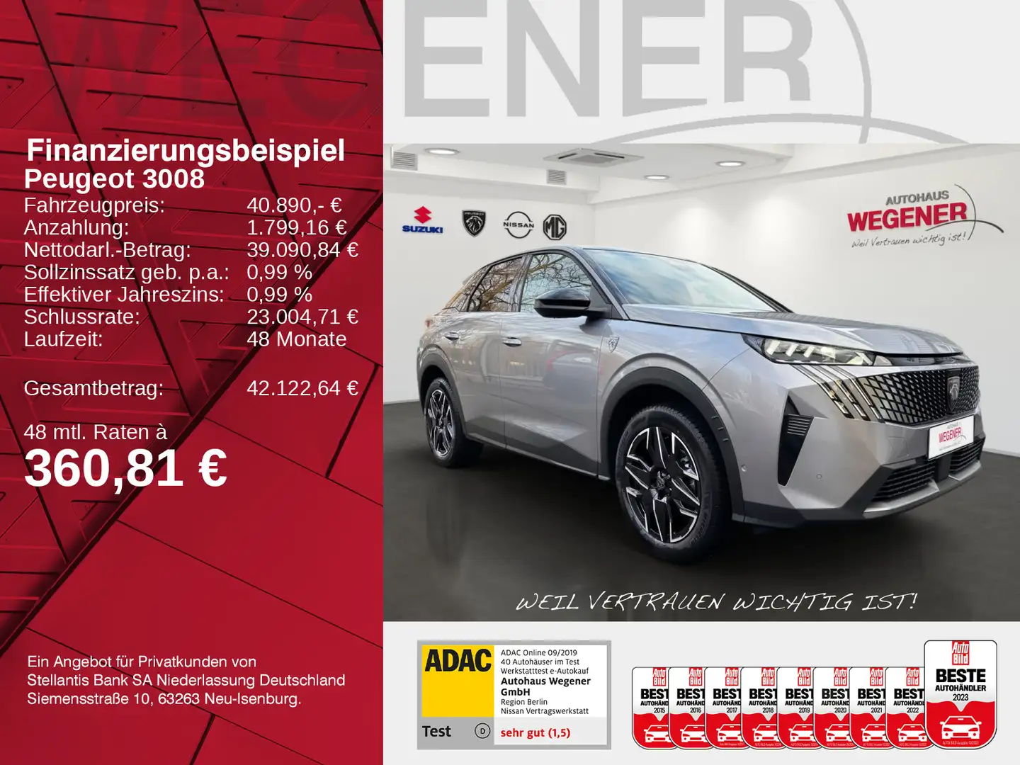 Peugeot 3008 GT Hybrid  145 e-DSC6 *Focal*Kamera*CarPlay Grau - 2
