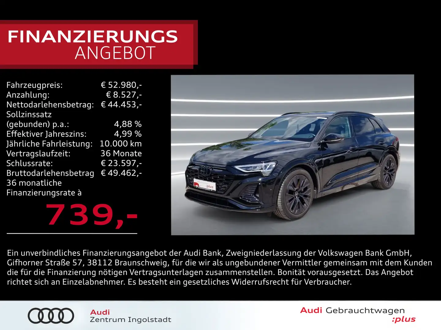 Audi Q8 e-tron 50 qu 2x S line MATRIX AHK ACC 21" Kam. Schwarz - 1