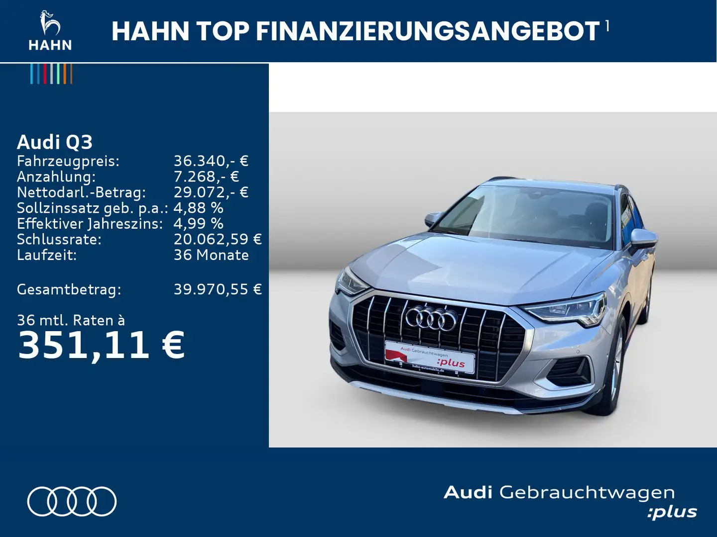 Audi Q3 35 TFSI S-tronic advanced LED Navi AHK PDC Silber - 2