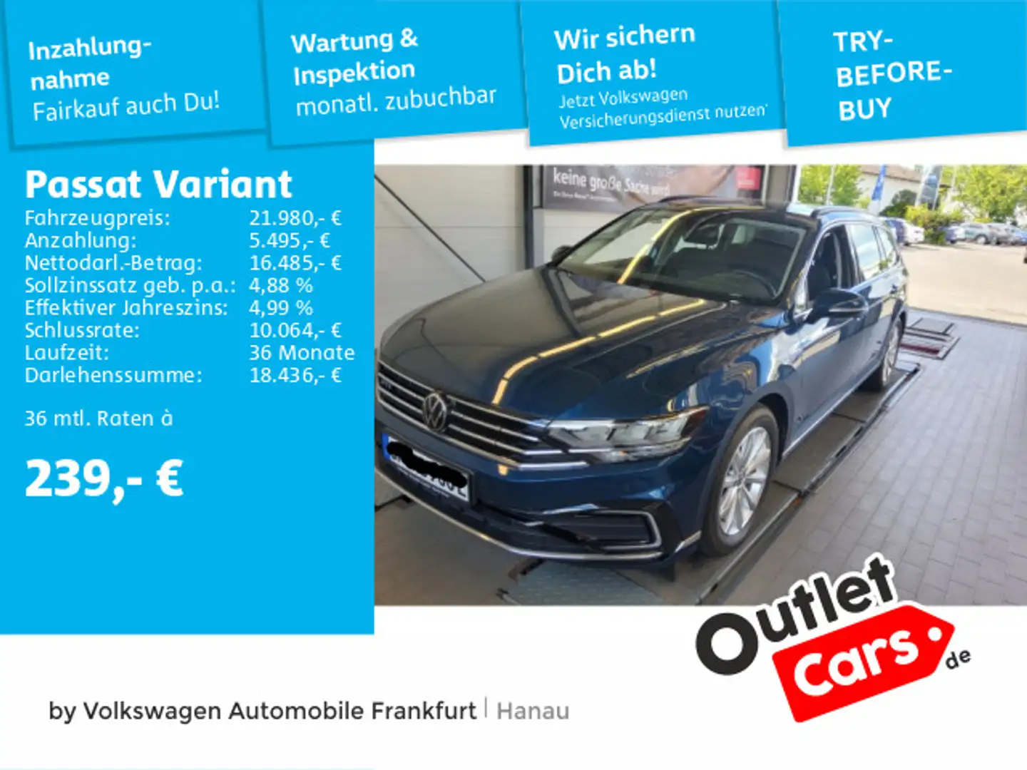 Volkswagen Passat Variant 1.4 TSI Hybrid GTE Navi LED Heckl Blauw - 1