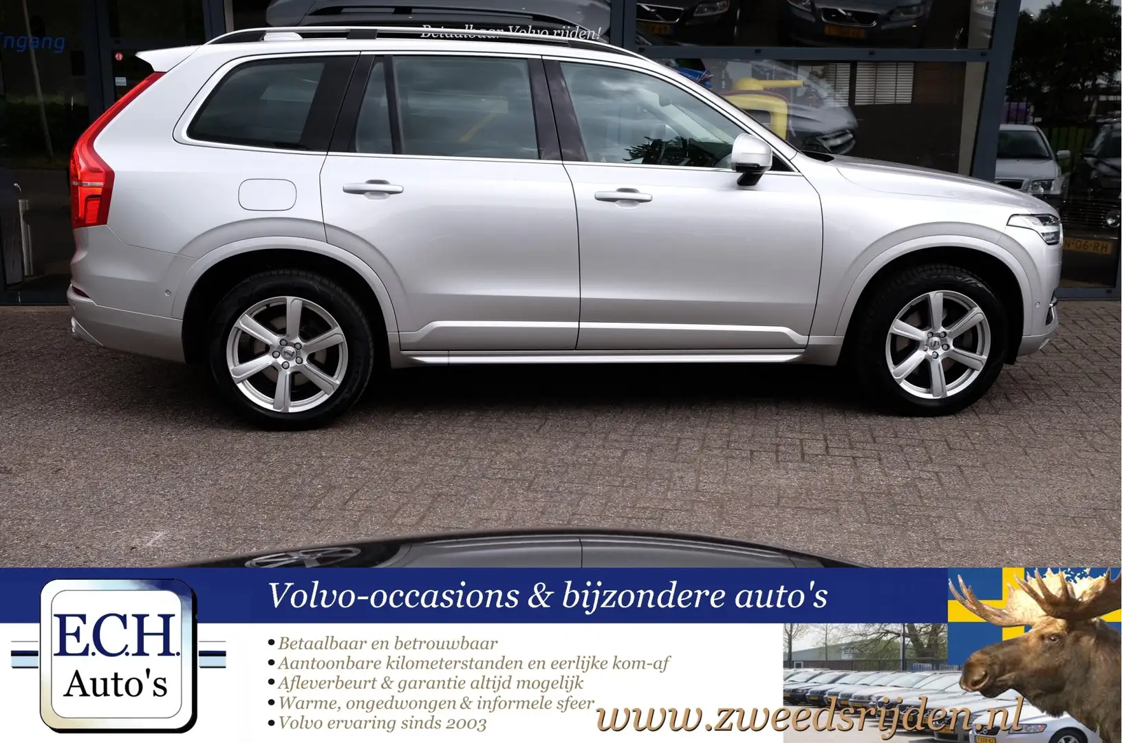 Volvo XC90 D5 235 pk AUT. AWD Leer, 7 zits, Adaptieve CC, Ele Zilver - 2