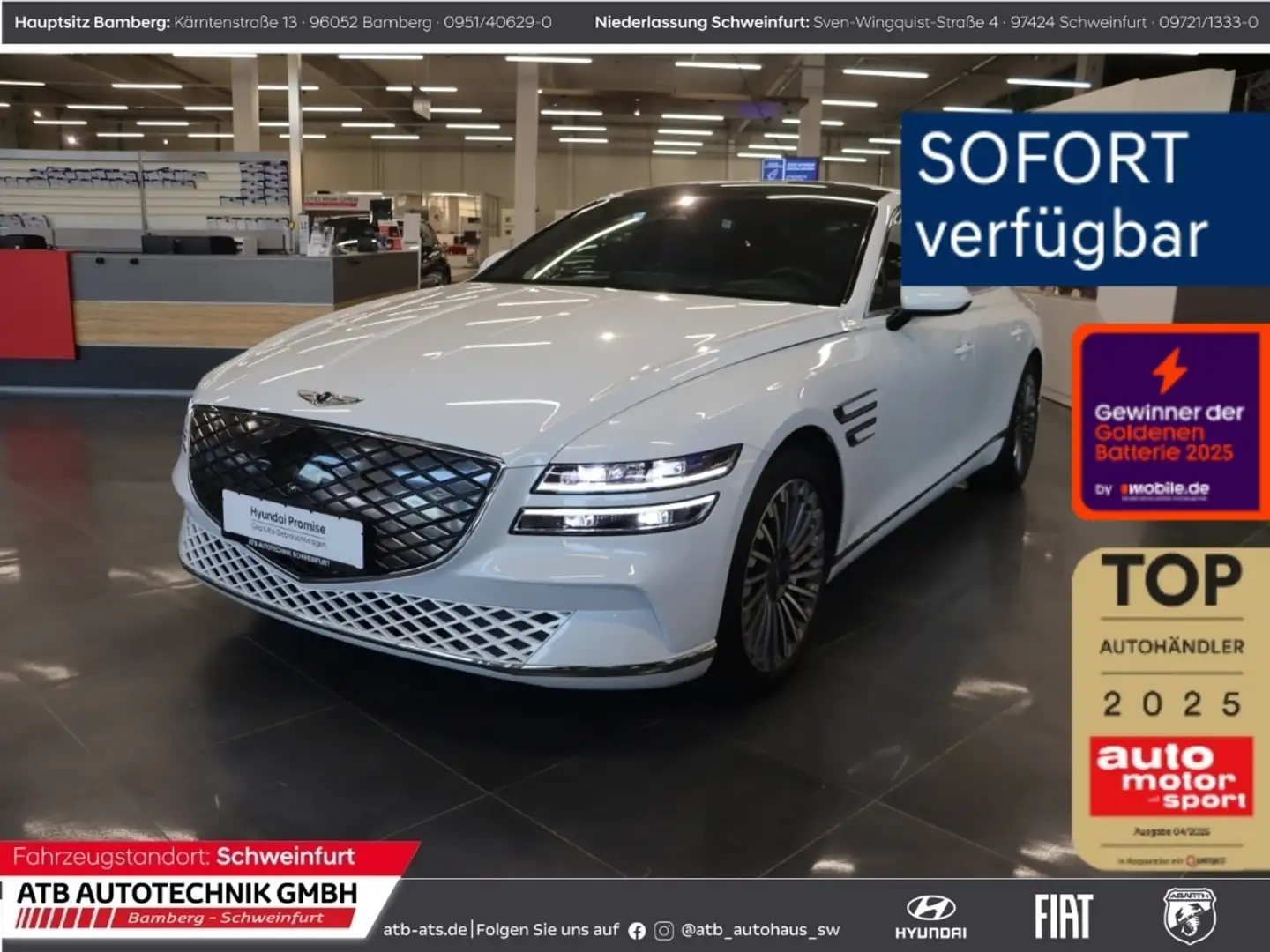 Genesis G80 Electrified 4WD Luxury 87,2 kWh 98,1% SOH Solardac Weiß - 1