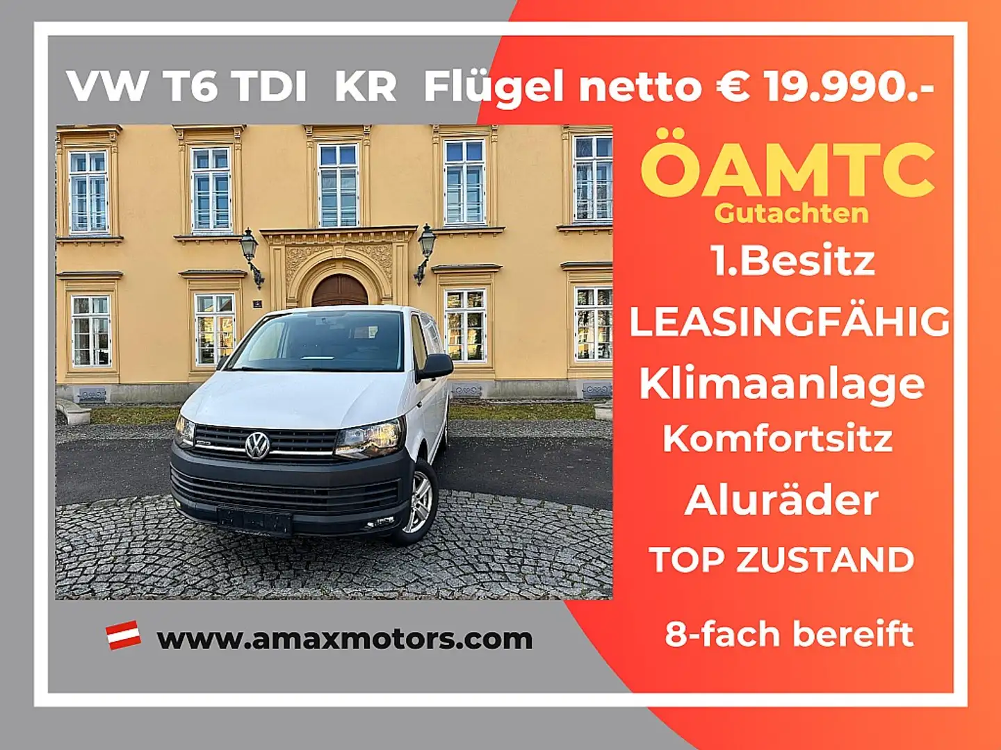 Volkswagen T6 Transporter KR 2,0 TDI 4Motion BMT *Flügeltüren, Klima, AHK... Biały - 1