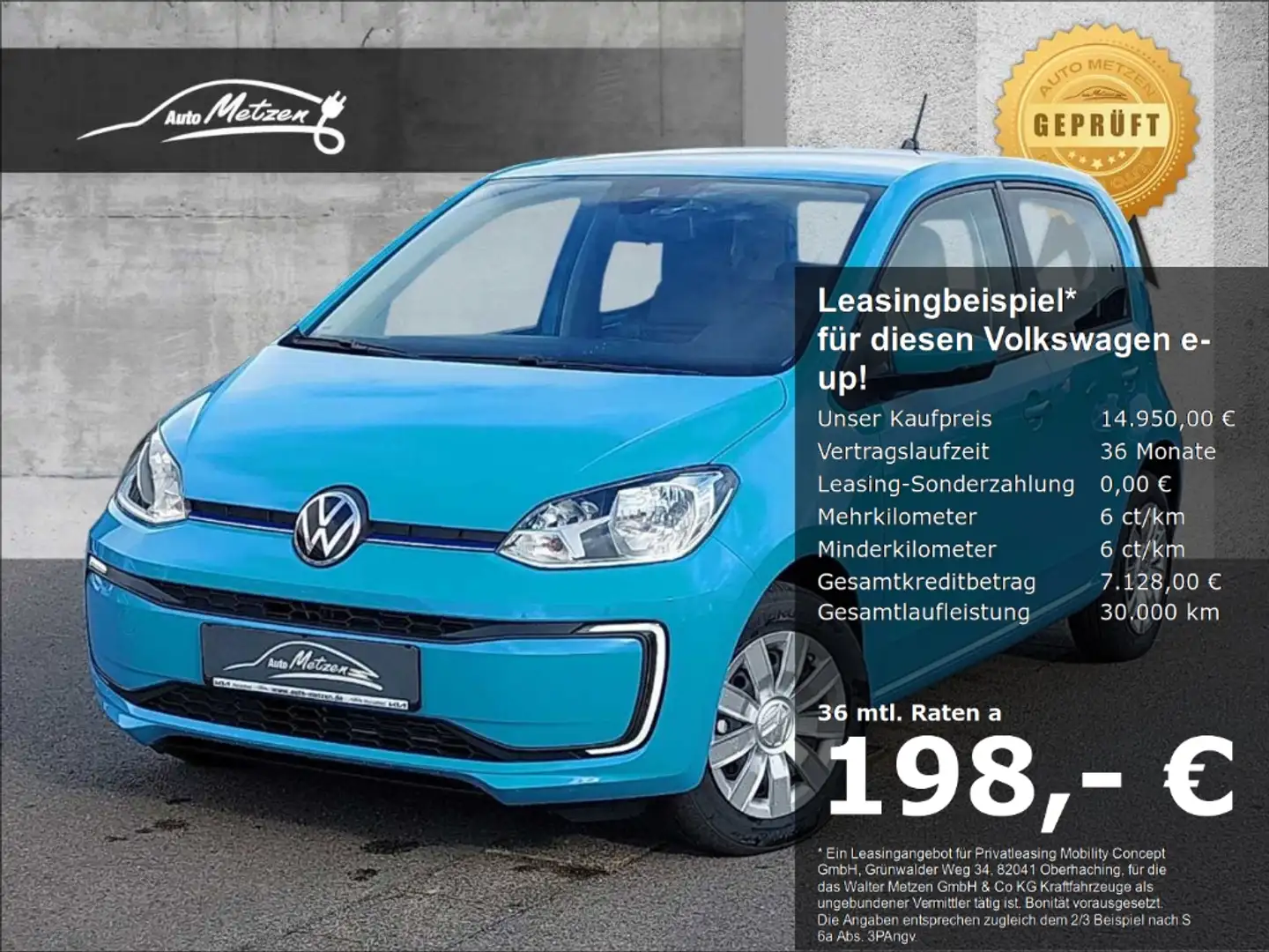 Volkswagen e-up! SOH 94,3% AVILOO ZERTIFIKAT CCS Kamera PDC Komfort Blau - 1