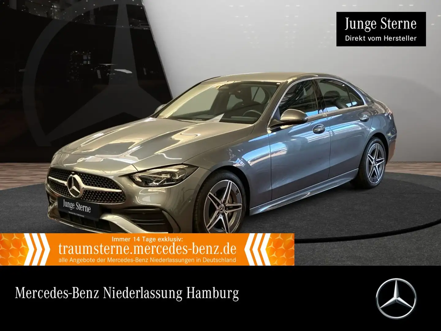 Mercedes-Benz C 200 d AMG+AHK+LED+KAMERA+TOTW+KEYLESS+9G Grijs - 1