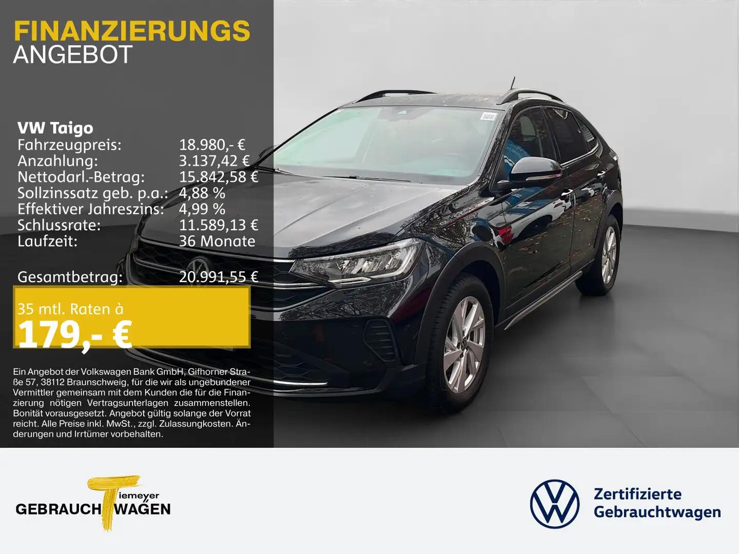 Volkswagen Taigo 1.0 TSI LIFE SITZHZG CLIMATRONIC DAB+ Schwarz - 1