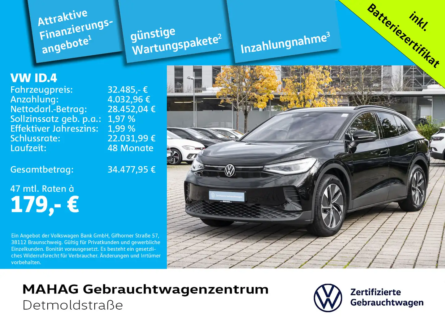 Volkswagen ID.4 Pure 125kW Wärmepu CCS IQ.Light Nav ParkPil Schwarz - 1