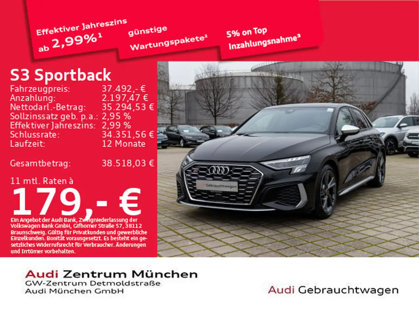 Audi S3 TFSI S tronic ACC/Virtual/Navi Schwarz - 1