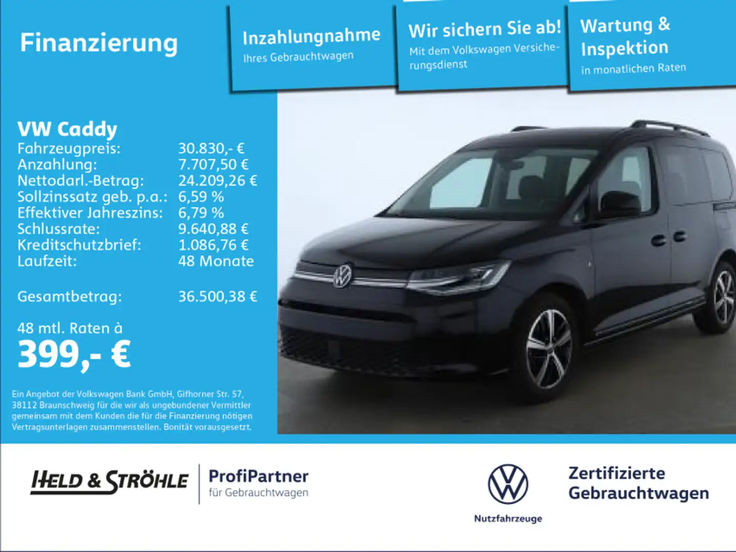 Volkswagen Caddy Dark Label 2.0 TDI 17 LED NAVI PANO R-KAM Schwarz - 1