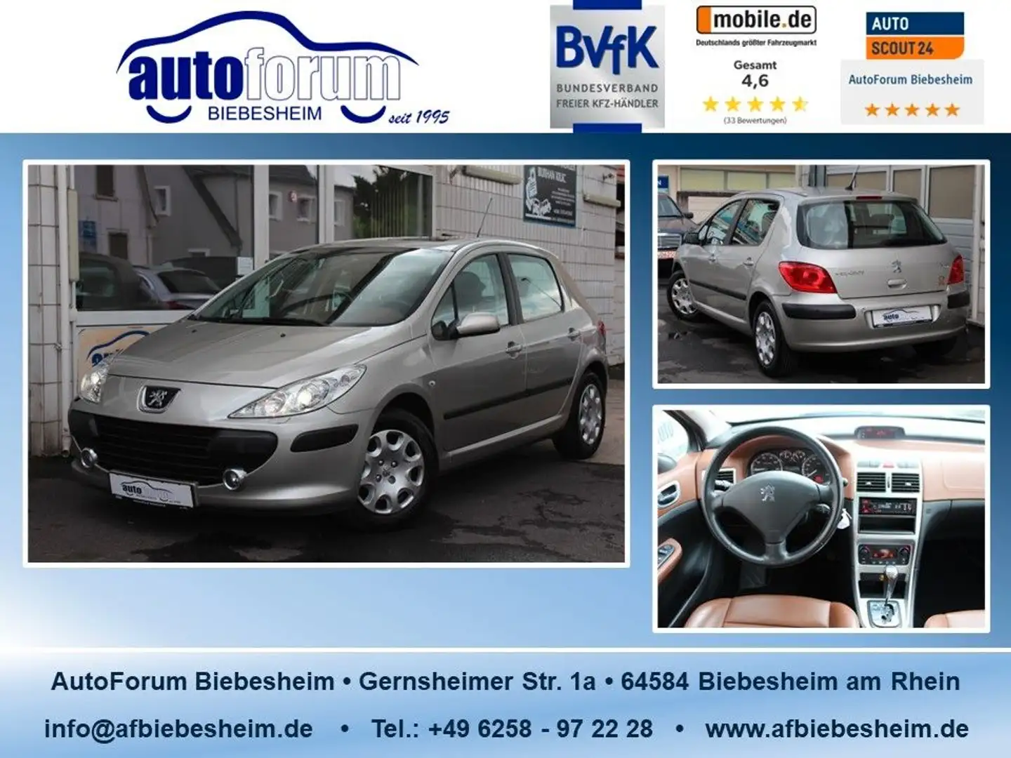 Peugeot 307 1.6 Premium Automatik Leder*Schiebedach Grau - 1