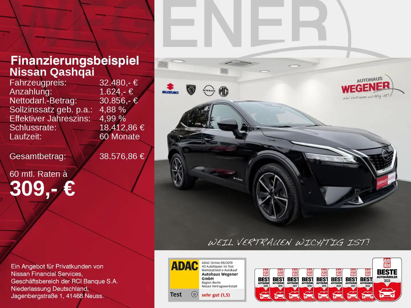 Nissan Qashqai QASHQAI E-POWER TEKNA+ AT+MATRIX+360+MASSAGE+SHZ Schwarz - 2