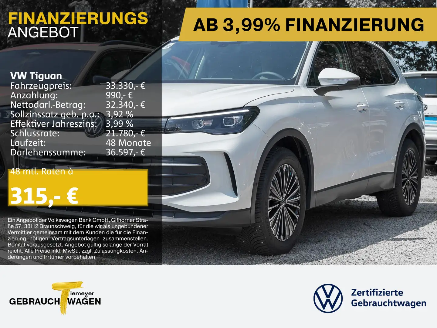 Volkswagen Tiguan 1.5 eTSI DSG LIFE LM18 LED+ AHK KAMERA Weiß - 1