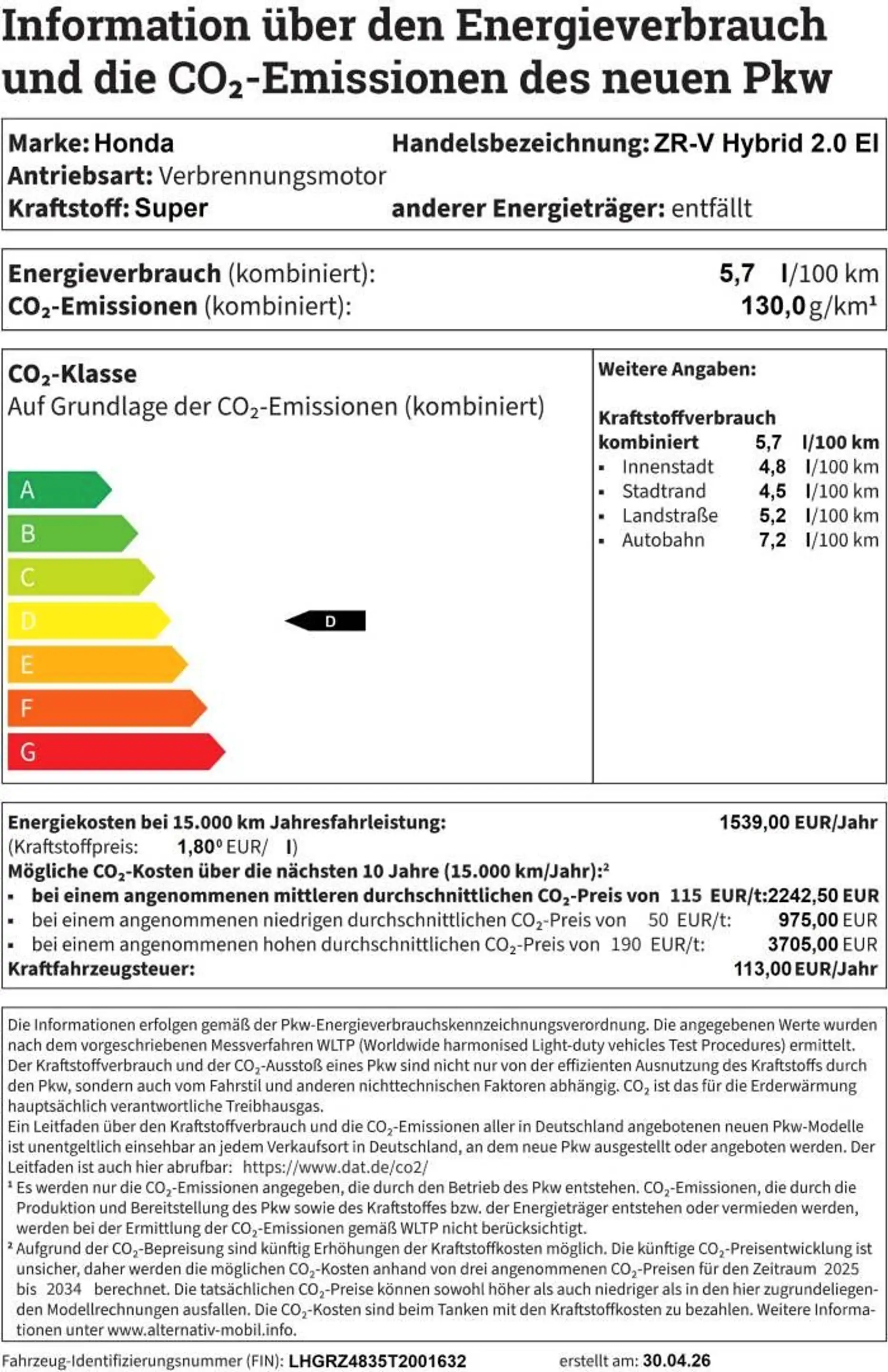 Honda ZR-V Hybrid 2.0 Elegance *Aktionspreis* — photo 11
