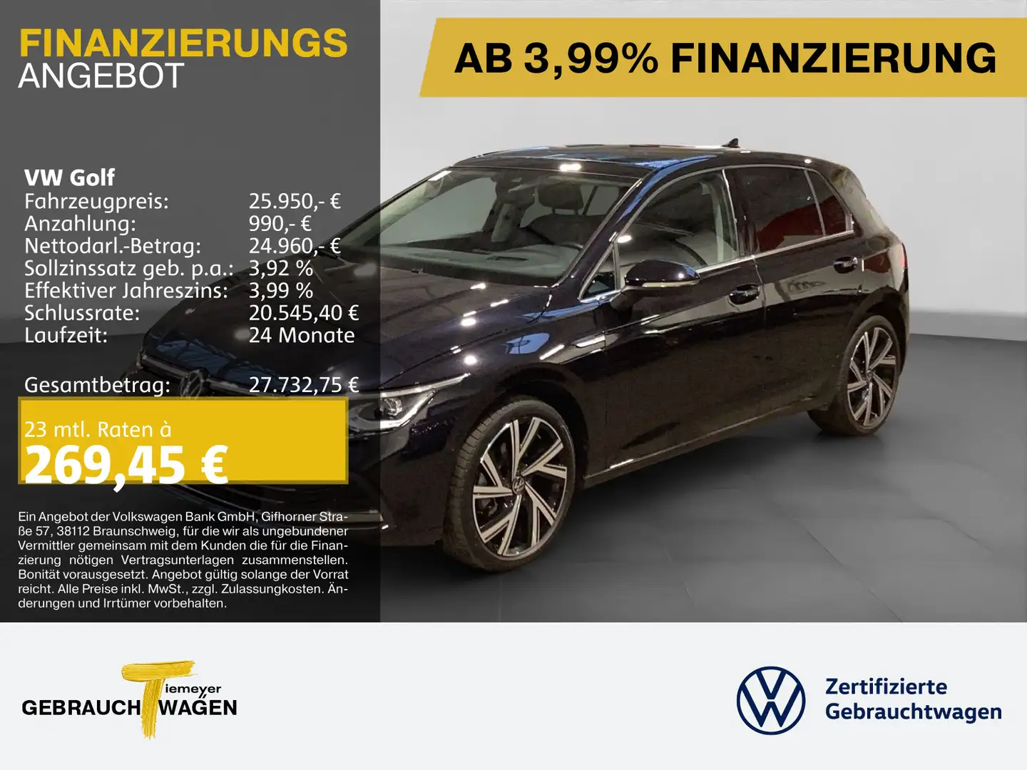 Volkswagen Golf 2.0 TDI DSG STYLE PANO KAMERA ST.HEIZ AHK Schwarz - 1