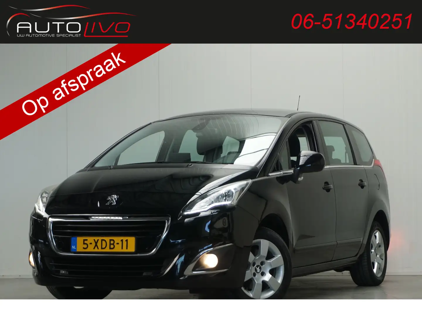 Peugeot 5008 1.6 THP Active 7p. PANO NAVI CLIMA PDC CRUISE TREK Zwart - 1