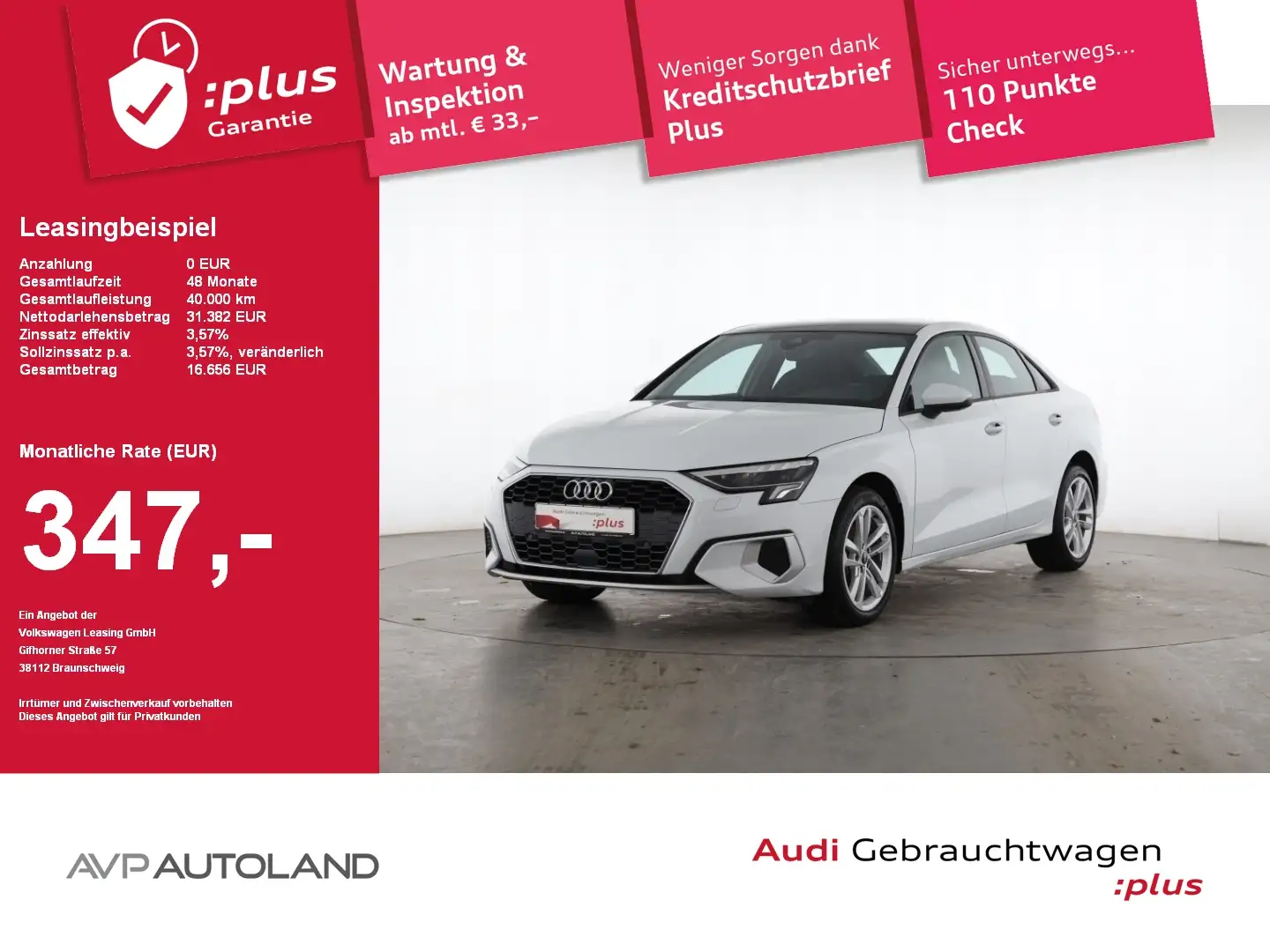 Audi A3 Limousine 30 TFSI S tronic advanced |AHK|LED Weiß - 1