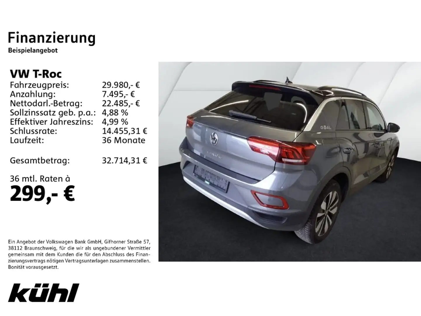 Volkswagen T-Roc 2.0 TDI DSG Goal LED+/ACC/Kamera/App/Navi/ Grau - 2