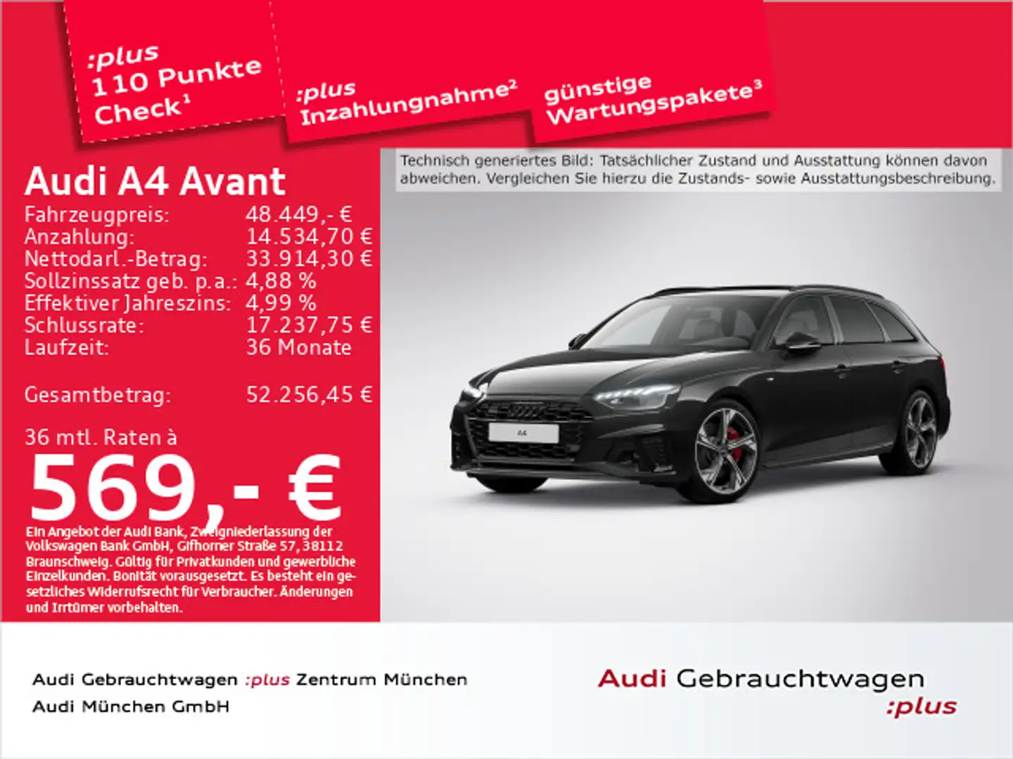 Audi A4 45 TFSI qu. S tronic S line competition Schwarz - 1