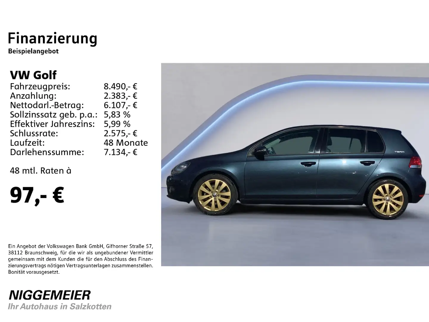 Volkswagen Golf VI 1.4TSI TEAM PARKLENKASS+TEMPOM.+SPORTFAH Blau - 2