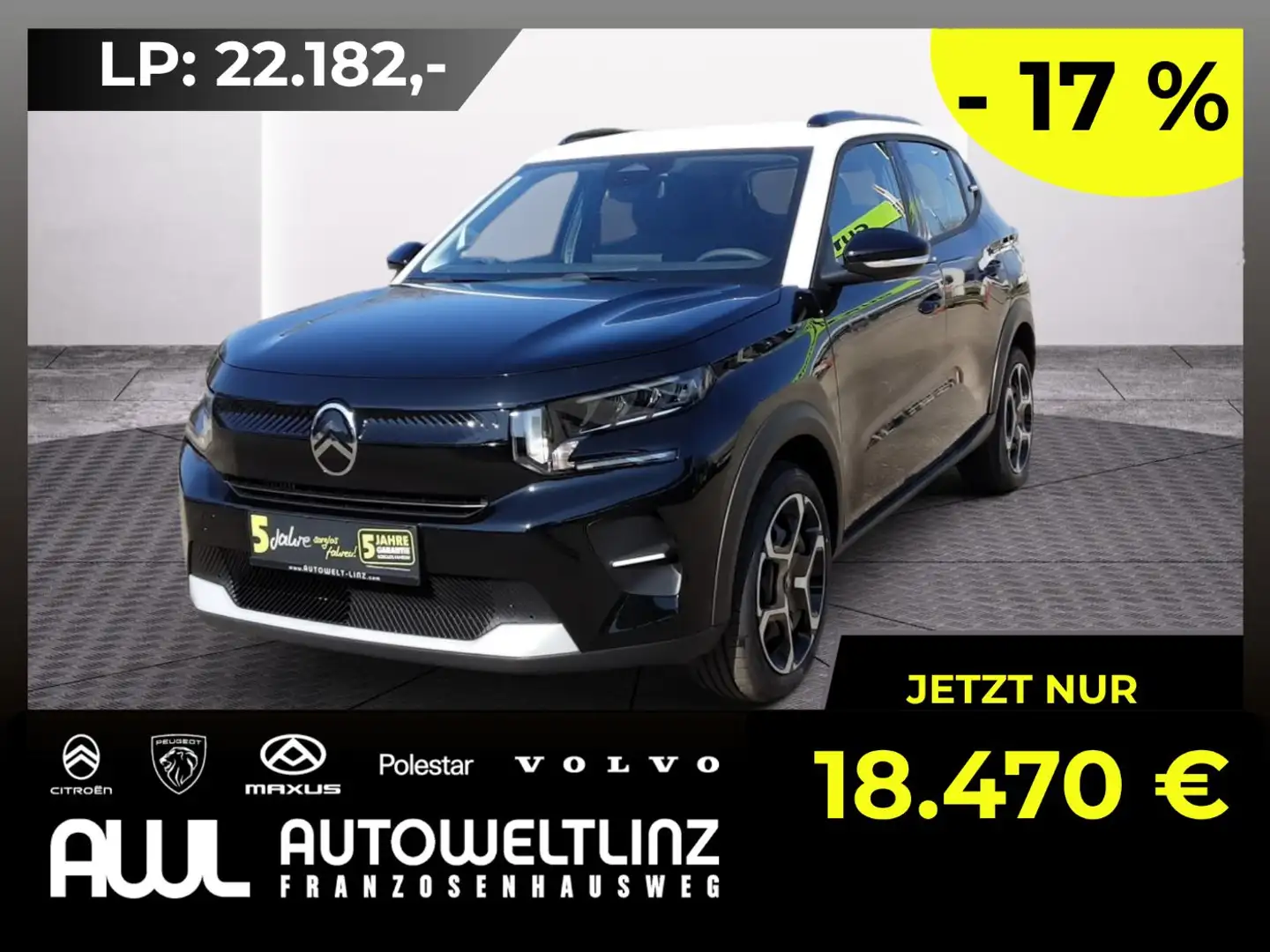 Citroen C3 Turbo 100 PS PLUS LED+PDC+HUD+SpurH Schwarz - 1