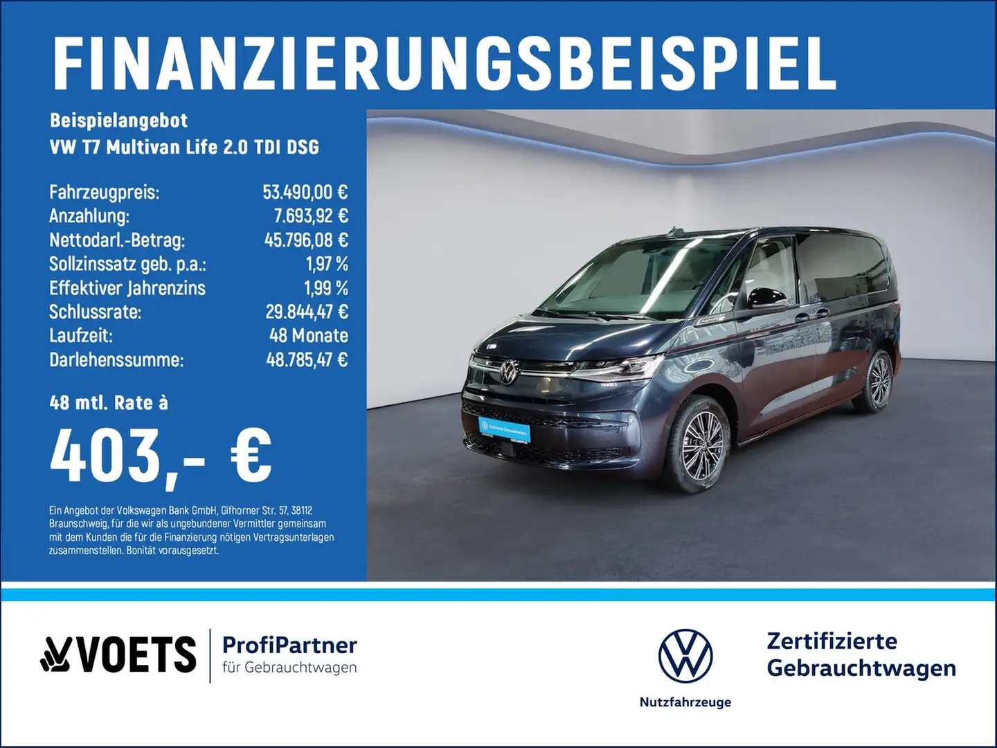 Volkswagen T7 Multivan Life 2.0 TDI DSG MATRIX-LED+PANO+SHZ Синій - 2