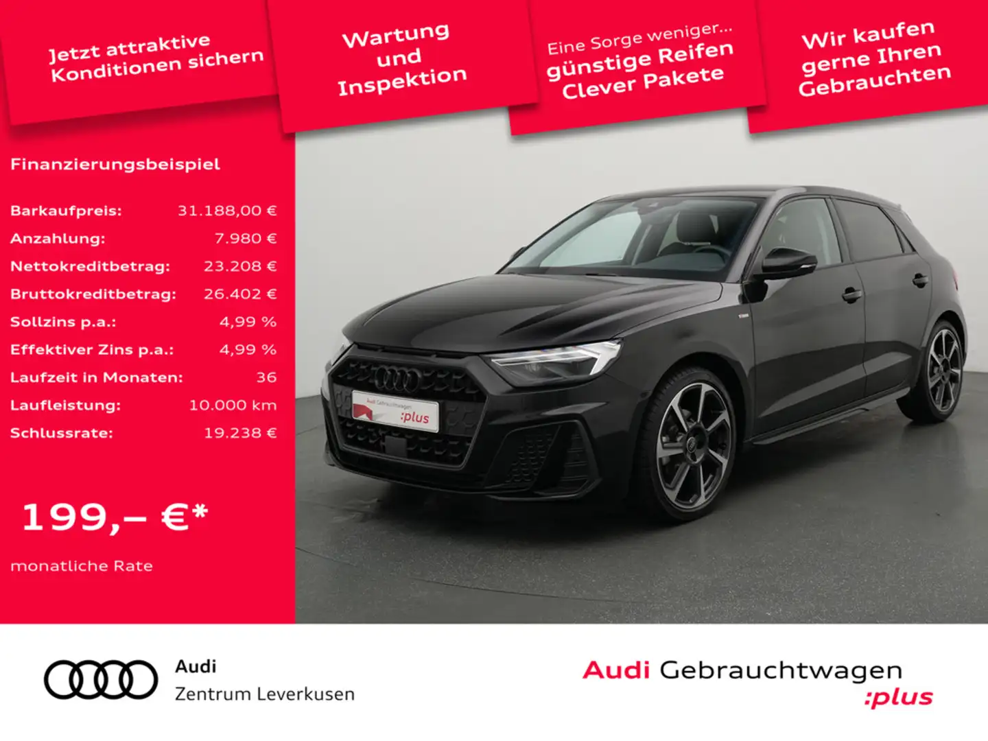 Audi A1 Sportback S line S-TRON ACC AHK CARPLAY KA Schwarz - 1