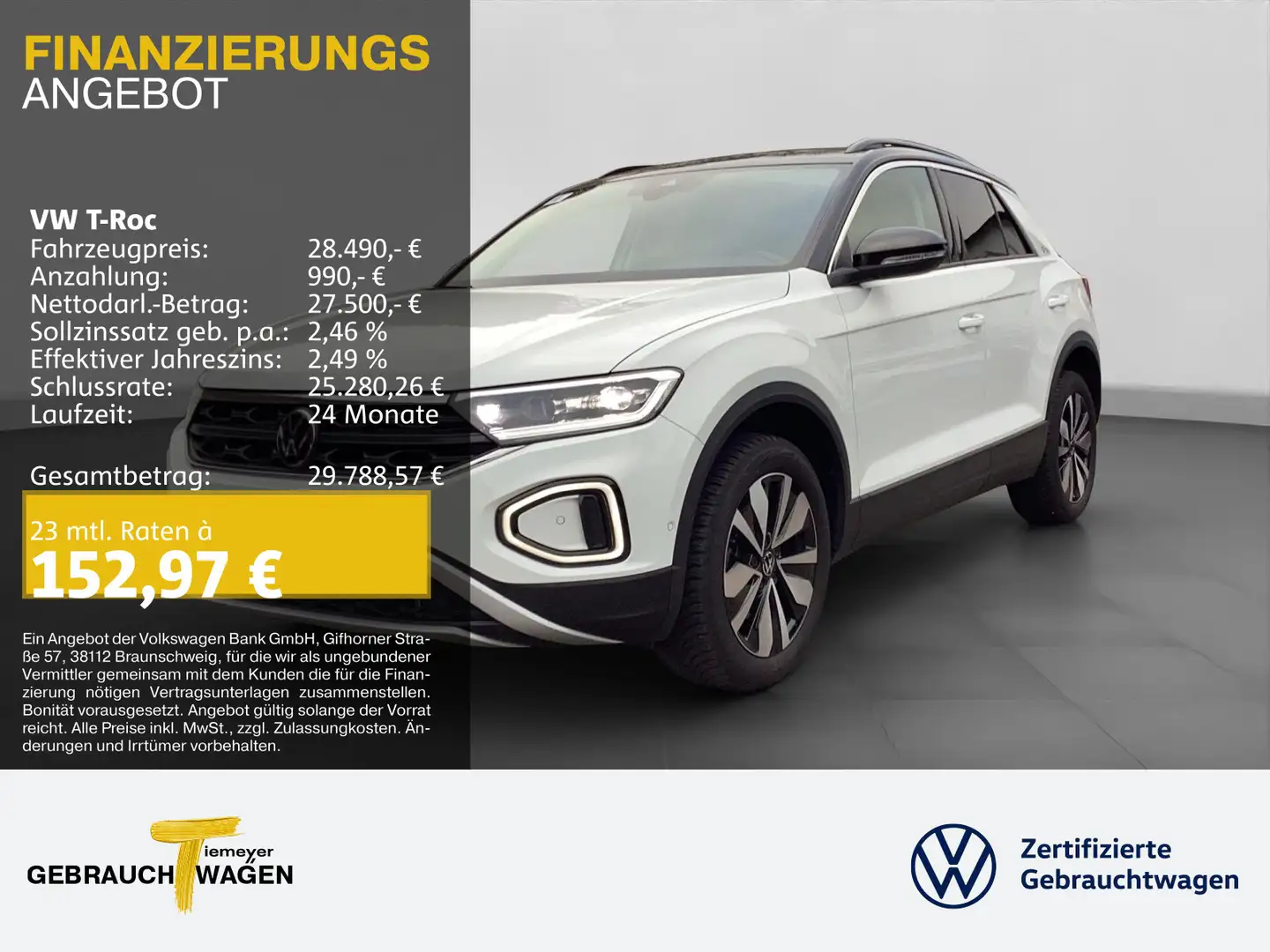 Volkswagen T-Roc 2.0 TDI DSG GOAL AHK KAMERA NAVI LED+ Weiß - 1