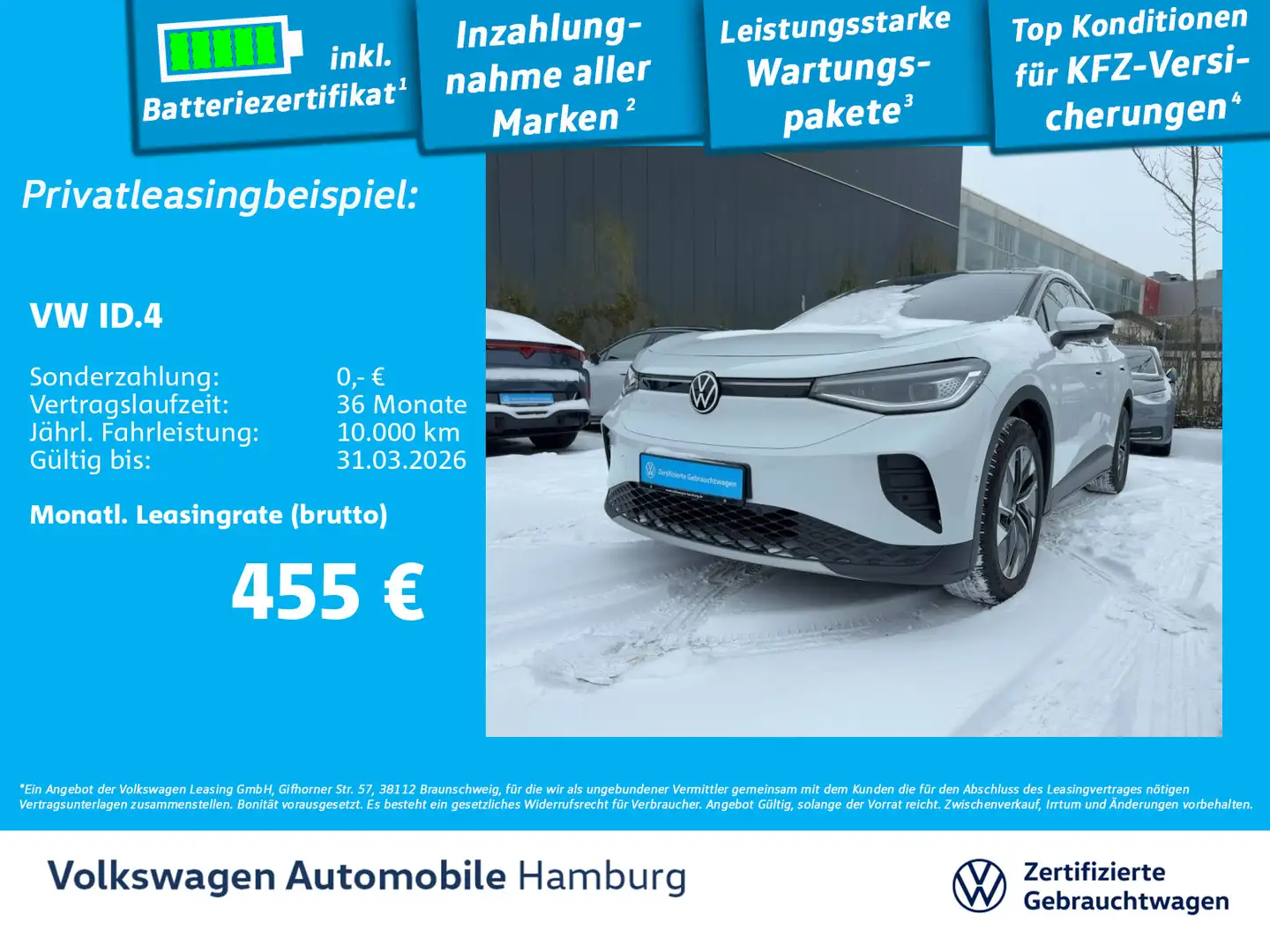 Volkswagen ID.4 Pro Navi ACC Kamera CarPlay Wärmepumpe Blanc - 1