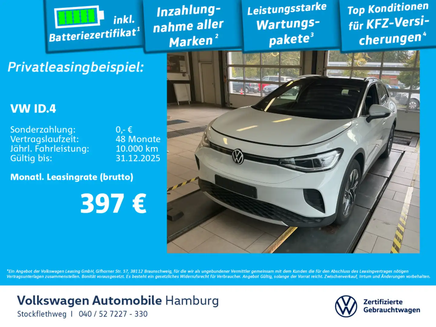 Volkswagen ID.4 Pro Navi ACC Kamera CarPlay Wärmepumpe Weiß - 1