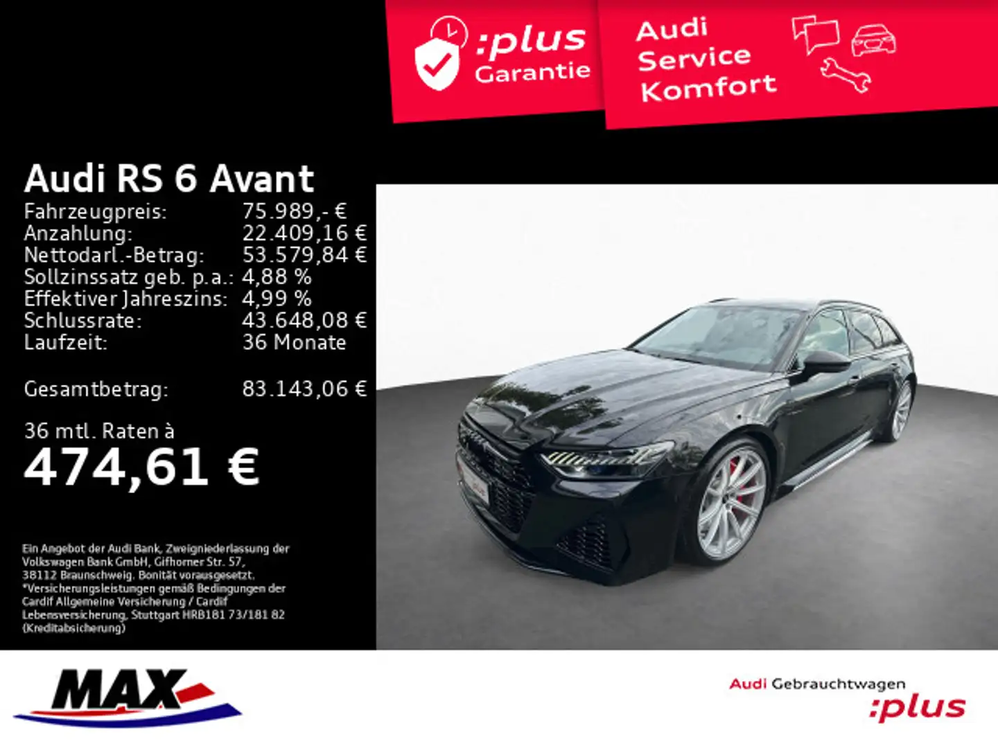 Audi RS6 RS6 Avant 280 KM/H+HD MATRIX+AHK+LUFT+WABEN+B&O+ Rot - 1