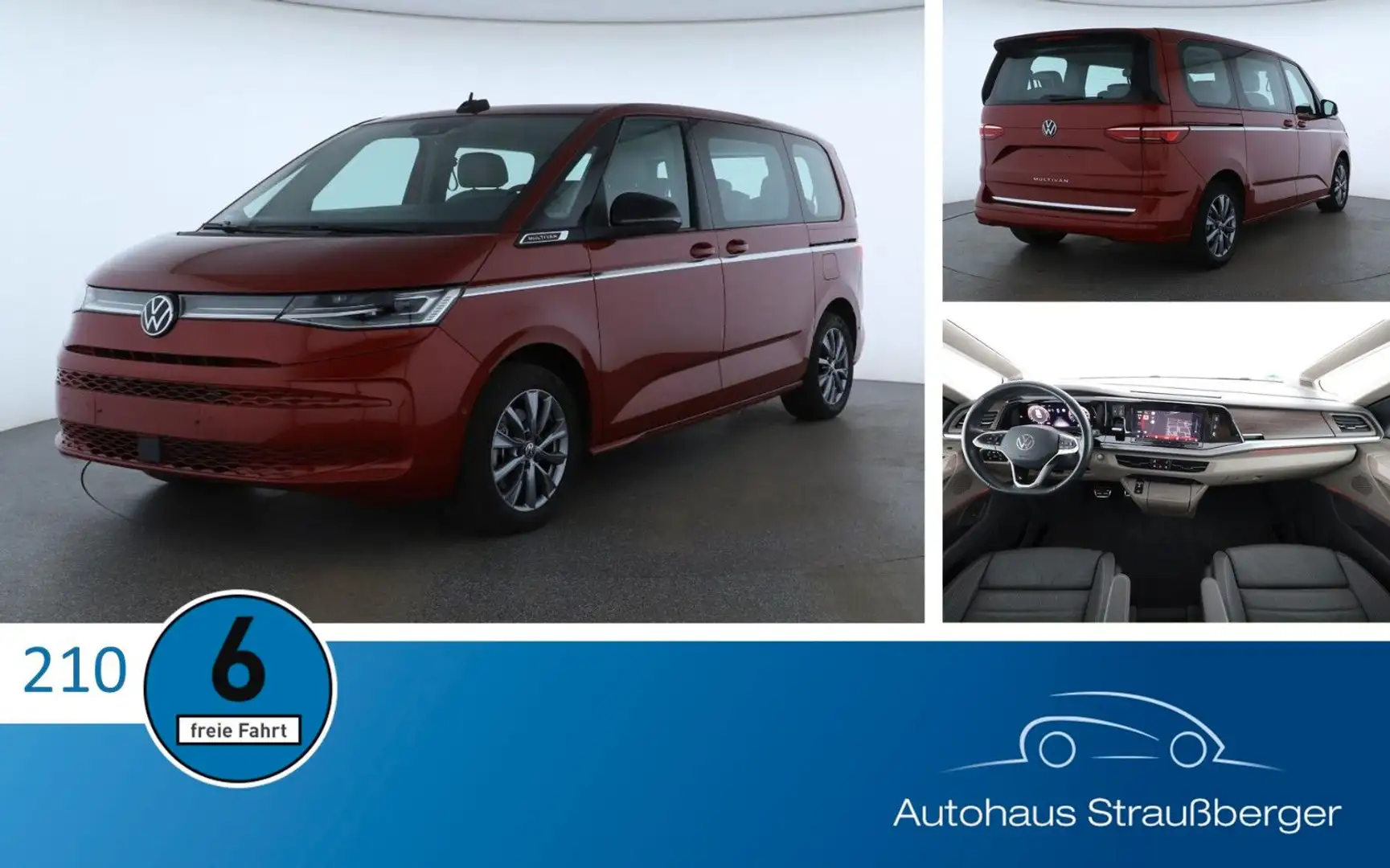 Volkswagen T7 Multivan Style ACC SHZ STHZ AHK Massage PANO Rouge - 1