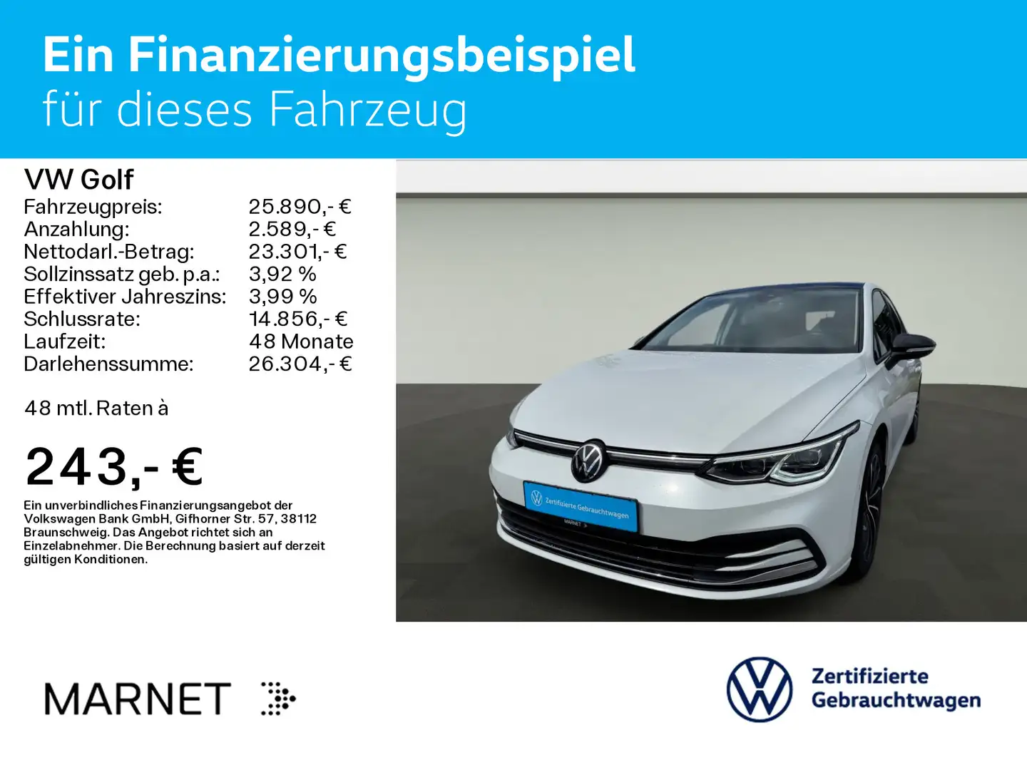Volkswagen Golf VIII  1.5 eTSI DSG Life Active* Navi* AHK* Blanc - 2