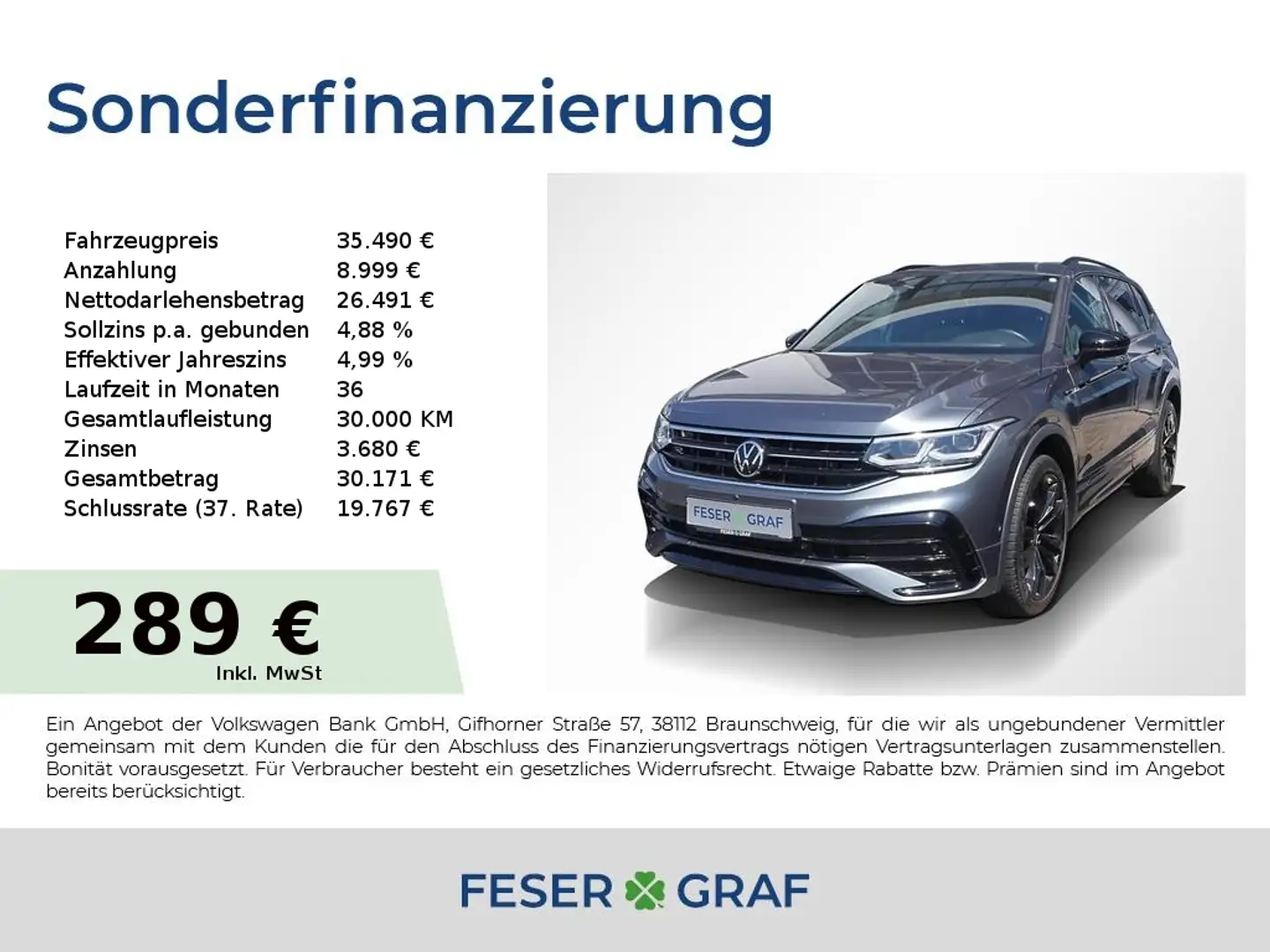 Volkswagen Tiguan Allspace R-line 2.0 TDI DSG Pano ACC 20" Grau - 1