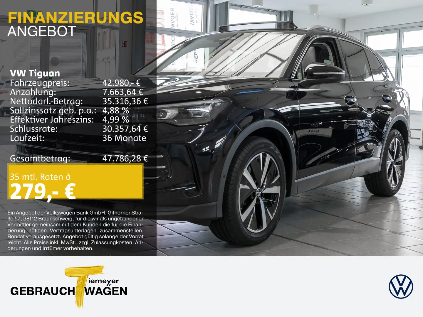Volkswagen Tiguan 2.0 TDI DSG ELEGANCE StHZG PANO LEDER AHK Schwarz - 1